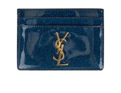 Yves Saint Laurent Glitter Card Holder, Patent, Blue/Glitter, 0718, DB/B